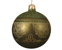PALLINA VERDE CON DECO ORO 8 CM