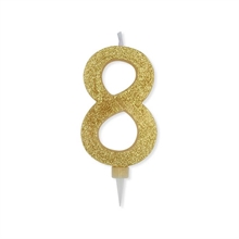 CANDELINA NUMERO 8 MAX CERA SWEETY ORO GLITTER