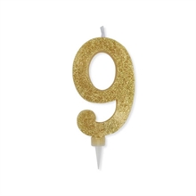 CANDELINA NUMERO 9 MAX DI CERA SWEETY ORO GLITTER