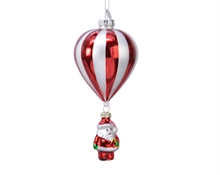 PENDENTE NATALIZIO MONGOLFIERA ROSSA E BIANCA 7X15 CM