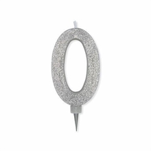 CANDELINA NUMERO 0 MAX CERA SWEETY ARGENTO GLITTER