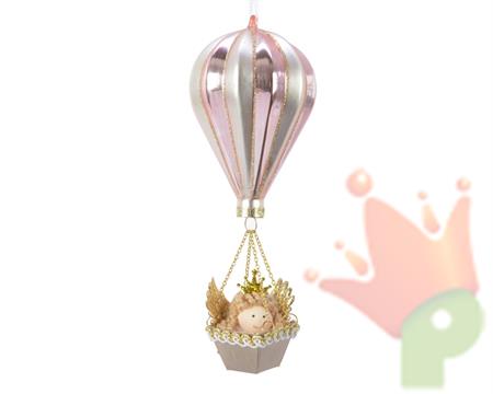 PENDENTE MONGOLFIERA ROSA CIPRIA 6,5X20 CM