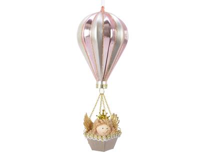 PENDENTE MONGOLFIERA ROSA CIPRIA 6,5X20 CM