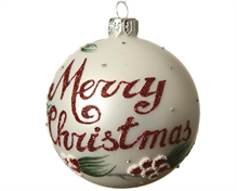 PALLINA BIANCA CON SCRITTA MERRY CHRISMAS 8 CM