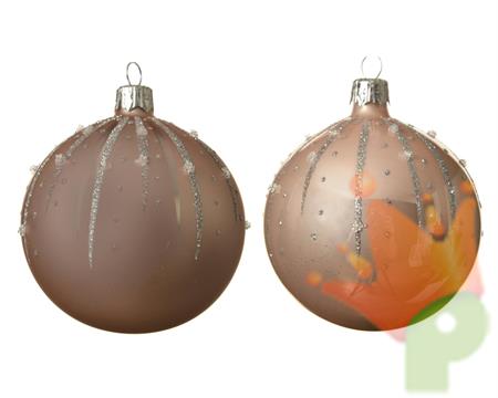 PALLINA DI NATALE ROSA DECORATA 2 ASSORTITE 8 CM