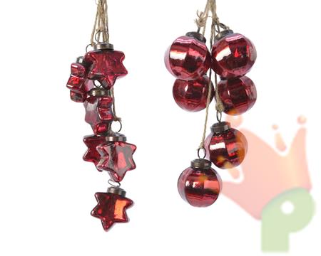 GHIRLANDA PALLINE ROSSE VINTAGE 10 X 46 CM