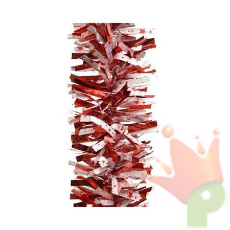 GHIRLANDA BICOLOR BIANCO ROSSO CON STELLE 10X200 CM