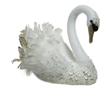 CIGNO BIANCO CON STRASS E GLITTER ORO