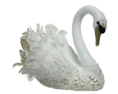 CIGNO BIANCO CON STRASS E GLITTER ORO