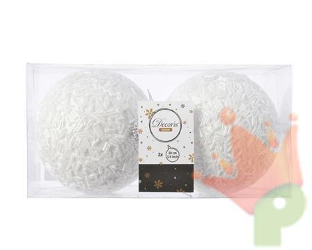 PALLINA BIANCA GLITTER 10 CM 2 PZ