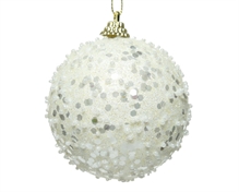 PALLINA BIANCO LANA CON GLITTER 8 CM