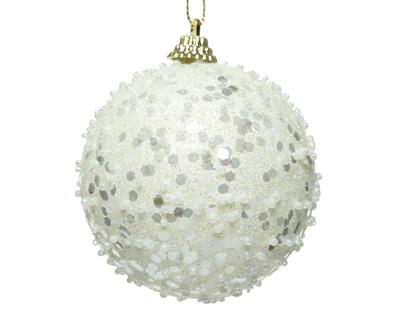 PALLINA BIANCO LANA CON GLITTER 8 CM