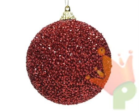 PALLINA DI NATALE ROSSA GLITTER 8 CM
