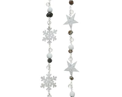 PENDENTE DECORATIVO DA 100 CM BIANCO CON PIGNE E GHIACCIO