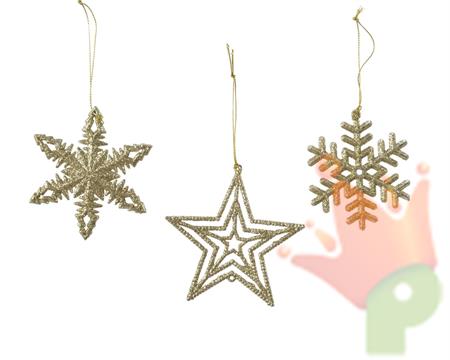 PENDENTE STELLA/FIOCCO DI NEVE ORO 3 ASS