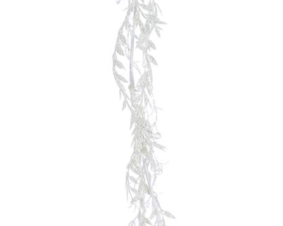 GHIRLANDA NATALIZIA FELCE BIANCA GLITTERATA IRIDESCENTE 10X30 CM