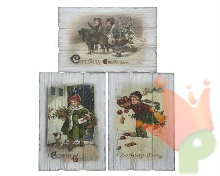 QUADRO IN LEGNO CON DECORO NATALIZIO