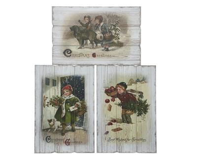 QUADRO IN LEGNO CON DECORO NATALIZIO