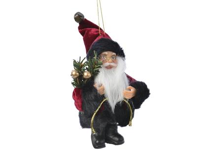 PENDENTE BABBO NATALE 8X4X13 VELLUTATO ASS