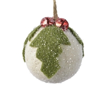 PALLINA BIANCA CON DECORI IN FELTRO 8 CM