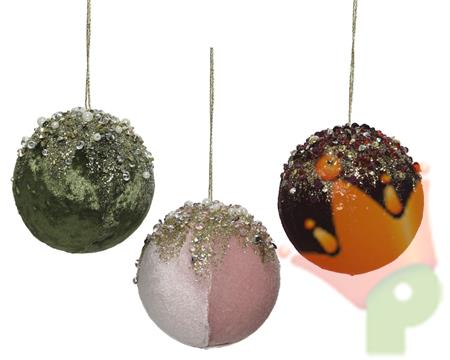 PALLINA DI NATALE VELLUTATA 3 COLORI ASSORTITI