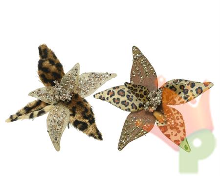 FIORE DI MAGNOLIA MACULATA CON PAILLETTES 20X5 CM