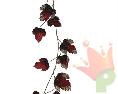 RAMO ROSSO CON FOGLIE VELLUTO 120 CM