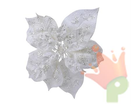 STELLA DI NATALE BIANCA GLITTERATA CON CLIP
