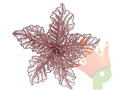 STELLA DI NATALE ROSA GLITTERATA CON CLIP