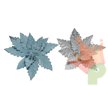 STELLA DI NATALE BLU - ARGENTO GLITTERATA CON CLIP