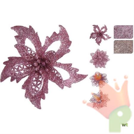 FIORI GLITTERATI CON CLIP 14 CM