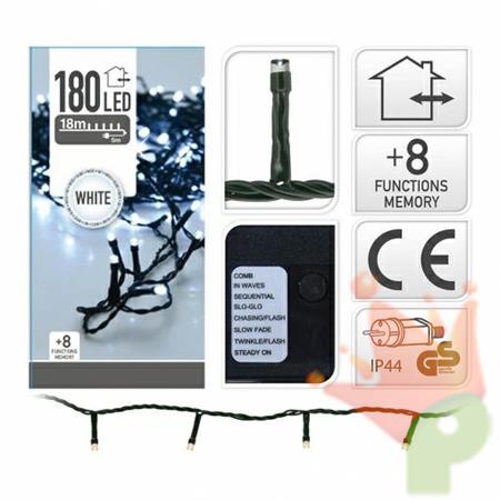 LUCI DI NATALE 180 LED BIANCO FREDDO 8 GIOCHI