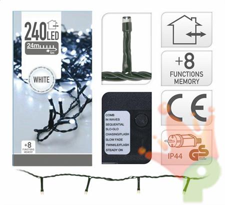 LUCI DI NATALE 240 LED BIANCO FREDDO 8 GIOCHI