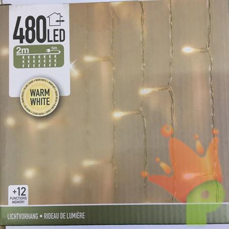 LUCI DI NATALE A TENDA BIANCO CALDO 480 LED