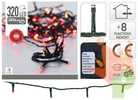 LUCI DI NATALE 320 LED ROSSO 8 GIOCHI