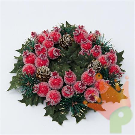 GIROCANDELA BACCHE ROSSE GLITTER