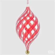 DECORAZIONE PENDENTE VORTICE VETRO H. 25CM D. 11CM ROSSO