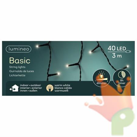 LUCI DI NATALE BASIC 40 LED BIANCO CALDO