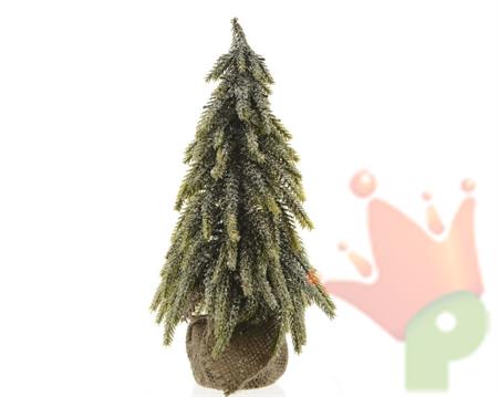 ALBERO DI NATALE INNEVATO CON BASE IN JUTA 27CM