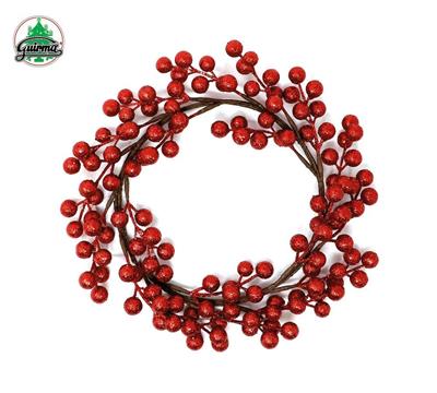 GHIRLANDA FUORIPORTA NATALIZIA 28 CM  CON BACCHE ROSSE
