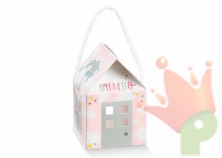 SCATOLINA CASETTA CON CORDINO 55X55X50MM DUMBO ROSA 10PZ