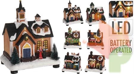 CASA RESINA 3 LED 12X9X15CM 6ASS