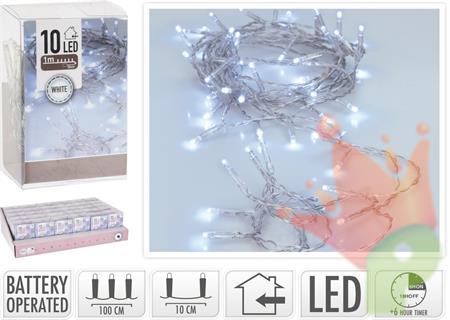 LUCI DI NATALE A BATTERIA 10 LED  BIANCO FREDDO