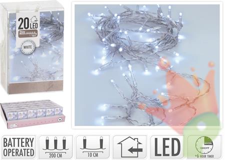 LUCI DI NATALE A BATTERIA 20 LED BIANCO FREDDO