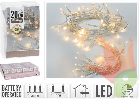 LUCI DI NATALE A BATTERIA 20 LED BIANCO CALDO