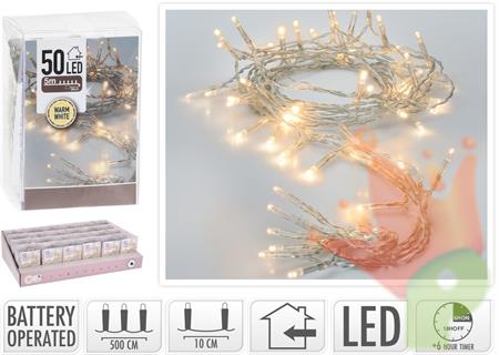 LUCI DI NATALE A BATTERIA 50 LED BIANCO CALDO