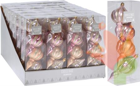 DECORAZIONI PENDENTI 6X11CM ROSA 4PZ