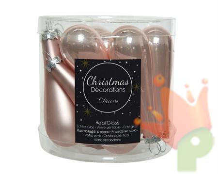 DECORAZIONI PER ALBERO GOCCIA IN VETRO ROSA LUCIDO 7,5CM