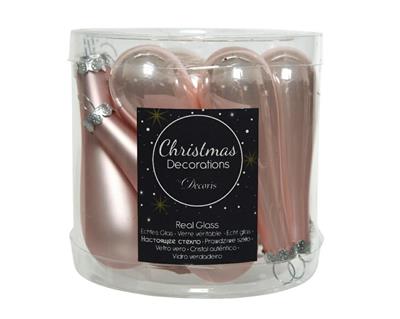 DECORAZIONI PER ALBERO GOCCIA IN VETRO ROSA LUCIDO 7,5CM