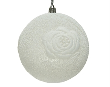 PALLINA PER ALBERO 10CM BIANCA CON DECORO FIORE